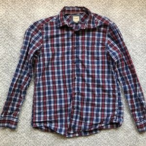 GH Bass Co Button Red White Blue Check Dress Shirt